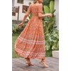 image:imageRVivimos Womens Summer Maxi OffShoulder Dresses Short Sleeve Empire Waist Boho Floral Print Casual Smocked Flowy DressesOrange