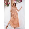 image:imageRVivimos Womens Summer Maxi OffShoulder Dresses Short Sleeve Empire Waist Boho Floral Print Casual Smocked Flowy DressesTan