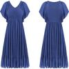image:imageRVivimos Womens Summer Smocked Short Sleeve V Neck Casual Ruffle Patchwork Flowy Midi DressRoyalblue