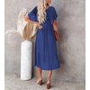 image:imageRVivimos Womens Summer Smocked Short Sleeve V Neck Casual Ruffle Patchwork Flowy Midi DressRoyalblue