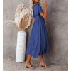 image:imageRVivimos Womens Summer Smocked Short Sleeve V Neck Casual Ruffle Patchwork Flowy Midi DressRoyalblue
