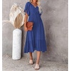 image:imageRVivimos Womens Summer Smocked Short Sleeve V Neck Casual Ruffle Patchwork Flowy Midi DressRoyalblue