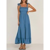 image:imageRVivimos Womens Summer Straps Cotton Irregular Polka Dot Ruffles Midi DressBlue
