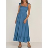 image:imageRVivimos Womens Summer Straps Cotton Irregular Polka Dot Ruffles Midi DressBlue