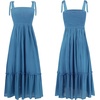 image:imageRVivimos Womens Summer Straps Cotton Irregular Polka Dot Ruffles Midi DressBlue