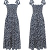 image:imageRVivimos Womens Summer Straps Cotton Irregular Polka Dot Ruffles Midi DressNavyblue