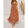 image:imageRVivimos Womens Summer Straps Cotton Irregular Polka Dot Ruffles Midi DressOrange