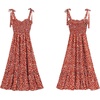image:imageRVivimos Womens Summer Straps Cotton Irregular Polka Dot Ruffles Midi DressOrange