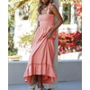 image:imageRVivimos Womens Summer Straps Cotton Irregular Polka Dot Ruffles Midi DressPink