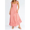 image:imageRVivimos Womens Summer Straps Cotton Irregular Polka Dot Ruffles Midi DressPink