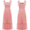 image:imageRVivimos Womens Summer Straps Cotton Irregular Polka Dot Ruffles Midi DressPink