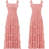 image:imageRVivimos Womens Summer Straps Cotton Irregular Polka Dot Ruffles Midi DressPink2