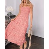image:imageRVivimos Womens Summer Straps Cotton Irregular Polka Dot Ruffles Midi DressPink2
