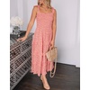 image:imageRVivimos Womens Summer Straps Cotton Irregular Polka Dot Ruffles Midi DressPink2