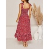 image:imageRVivimos Womens Summer Straps Cotton Irregular Polka Dot Ruffles Midi DressRed