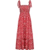 image:imageRVivimos Womens Summer Straps Cotton Irregular Polka Dot Ruffles Midi DressRed
