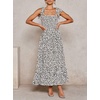 image:imageRVivimos Womens Summer Straps Cotton Irregular Polka Dot Ruffles Midi DressWhite