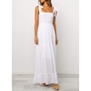 image:imageRVivimos Womens Summer Straps Cotton Irregular Polka Dot Ruffles Midi DressWhite2