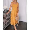 image:imageRVivimos Womens Summer Straps Cotton Irregular Polka Dot Ruffles Midi DressYellow2