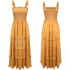 image:imageRVivimos Womens Summer Straps Cotton Irregular Polka Dot Ruffles Midi DressYellow2