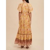 image:imageRVivimos Womens Summer V Neck Maxi Dress Boho Floral Print Short Sleeve Elastic Waist Ruffle Patchwork ALine Beach DressYellow