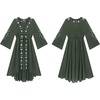 image:imageRVivimos Womens V Neck Bell Sleeve Vintage Floral Embroidered High Low Long DressesArmy Green