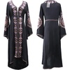 image:imageRVivimos Womens V Neck Bell Sleeve Vintage Floral Embroidered High Low Long DressesBlack