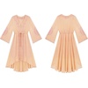 image:imageRVivimos Womens V Neck Bell Sleeve Vintage Floral Embroidered High Low Long DressesPeach
