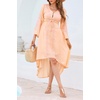 image:imageRVivimos Womens V Neck Bell Sleeve Vintage Floral Embroidered High Low Long DressesPeach