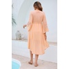 image:imageRVivimos Womens V Neck Bell Sleeve Vintage Floral Embroidered High Low Long DressesPeach