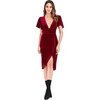 image:imageRVivimos Womens Velvet Elegant Deep V Neck Short Sleeve High Low Midi DressesWine Red