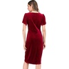image:imageRVivimos Womens Velvet Elegant Deep V Neck Short Sleeve High Low Midi DressesWine Red