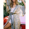 image:imageRVivimos Womens Vintage Floral Print Beach Boho Cardigan Kimono Maxi Swimwear Cover up Dress WrapBeige2