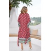 image:imageRVivimos Womens Vintage Floral Print Beach Boho Cardigan Kimono Maxi Swimwear Cover up Dress WrapDeepred