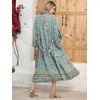image:imageRVivimos Womens Vintage Floral Print Beach Boho Cardigan Kimono Maxi Swimwear Cover up Dress WrapGreen