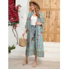 image:imageRVivimos Womens Vintage Floral Print Beach Boho Cardigan Kimono Maxi Swimwear Cover up Dress WrapGreen