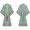 image:imageRVivimos Womens Vintage Floral Print Beach Boho Cardigan Kimono Maxi Swimwear Cover up Dress WrapGreen