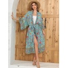 image:imageRVivimos Womens Vintage Floral Print Beach Boho Cardigan Kimono Maxi Swimwear Cover up Dress WrapGreen