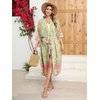 image:imageRVivimos Womens Vintage Floral Print Beach Boho Cardigan Kimono Maxi Swimwear Cover up Dress WrapLightgreen2