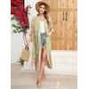 image:imageRVivimos Womens Vintage Floral Print Beach Boho Cardigan Kimono Maxi Swimwear Cover up Dress WrapLightgreen2