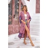 image:imageRVivimos Womens Vintage Floral Print Beach Boho Cardigan Kimono Maxi Swimwear Cover up Dress WrapPink2