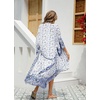 image:imageRVivimos Womens Vintage Floral Print Beach Boho Cardigan Kimono Maxi Swimwear Cover up Dress WrapWhiteblue