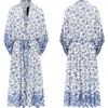 image:imageRVivimos Womens Vintage Floral Print Beach Boho Cardigan Kimono Maxi Swimwear Cover up Dress WrapWhiteblue