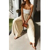 image:imageRVivimos Womens Wide Leg Lounge Pants Elastic High Waisted Drawstring Tie Casual Flowy Palazzo Pants Trousers with PocketsBeige