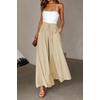 image:imageRVivimos Womens Wide Leg Lounge Pants Elastic High Waisted Drawstring Tie Casual Flowy Palazzo Pants Trousers with PocketsBeige