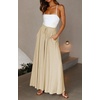 image:imageRVivimos Womens Wide Leg Lounge Pants Elastic High Waisted Drawstring Tie Casual Flowy Palazzo Pants Trousers with PocketsBeige