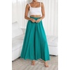 image:imageRVivimos Womens Wide Leg Lounge Pants Elastic High Waisted Drawstring Tie Casual Flowy Palazzo Pants Trousers with PocketsGreen