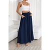 image:imageRVivimos Womens Wide Leg Lounge Pants Elastic High Waisted Drawstring Tie Casual Flowy Palazzo Pants Trousers with PocketsNavyblue