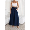 image:imageRVivimos Womens Wide Leg Lounge Pants Elastic High Waisted Drawstring Tie Casual Flowy Palazzo Pants Trousers with PocketsNavyblue