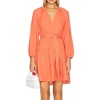 image:imageRVivimos Long Sleeve Cotton Dresses for Women Fall Casual V Neck ALine Tiered Mini Spring Dresses with BeltOrange